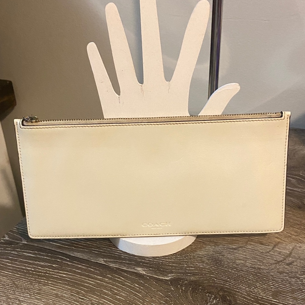 Coach Cream Leather Wristlet Clutch